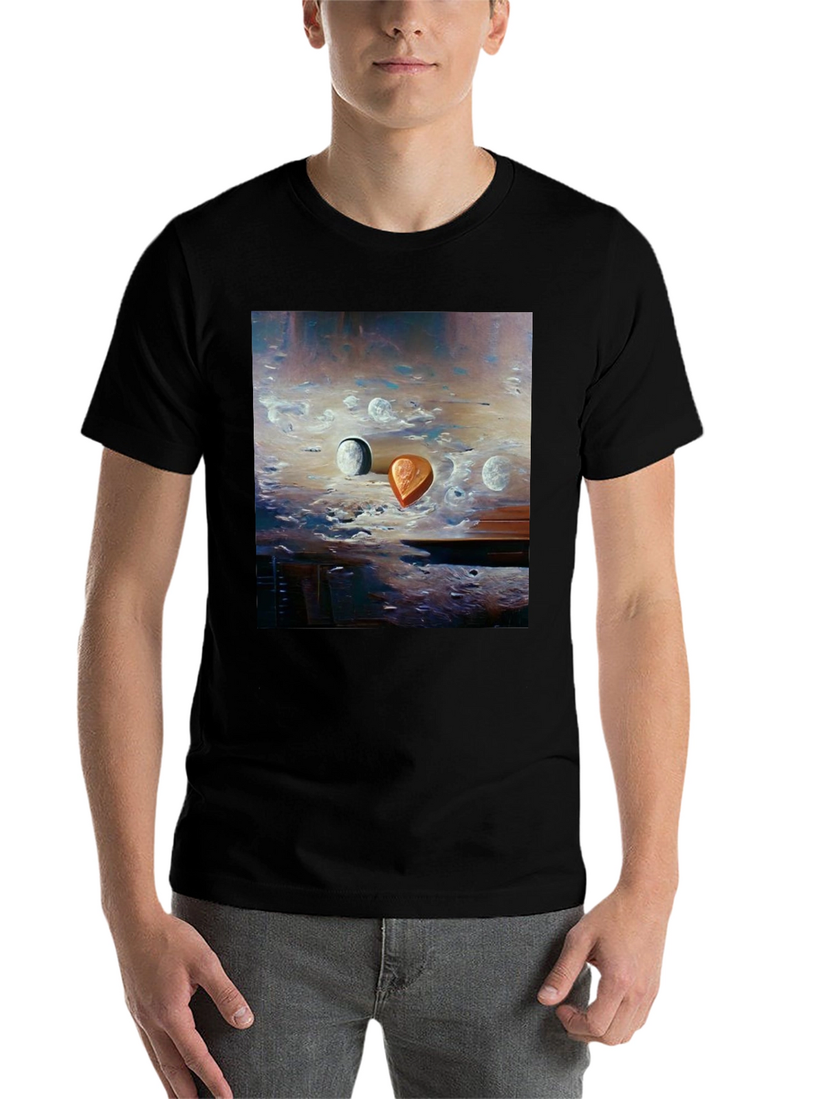 Surreal Moonscape Graphic Tee - Artistic Mens T-Shirt