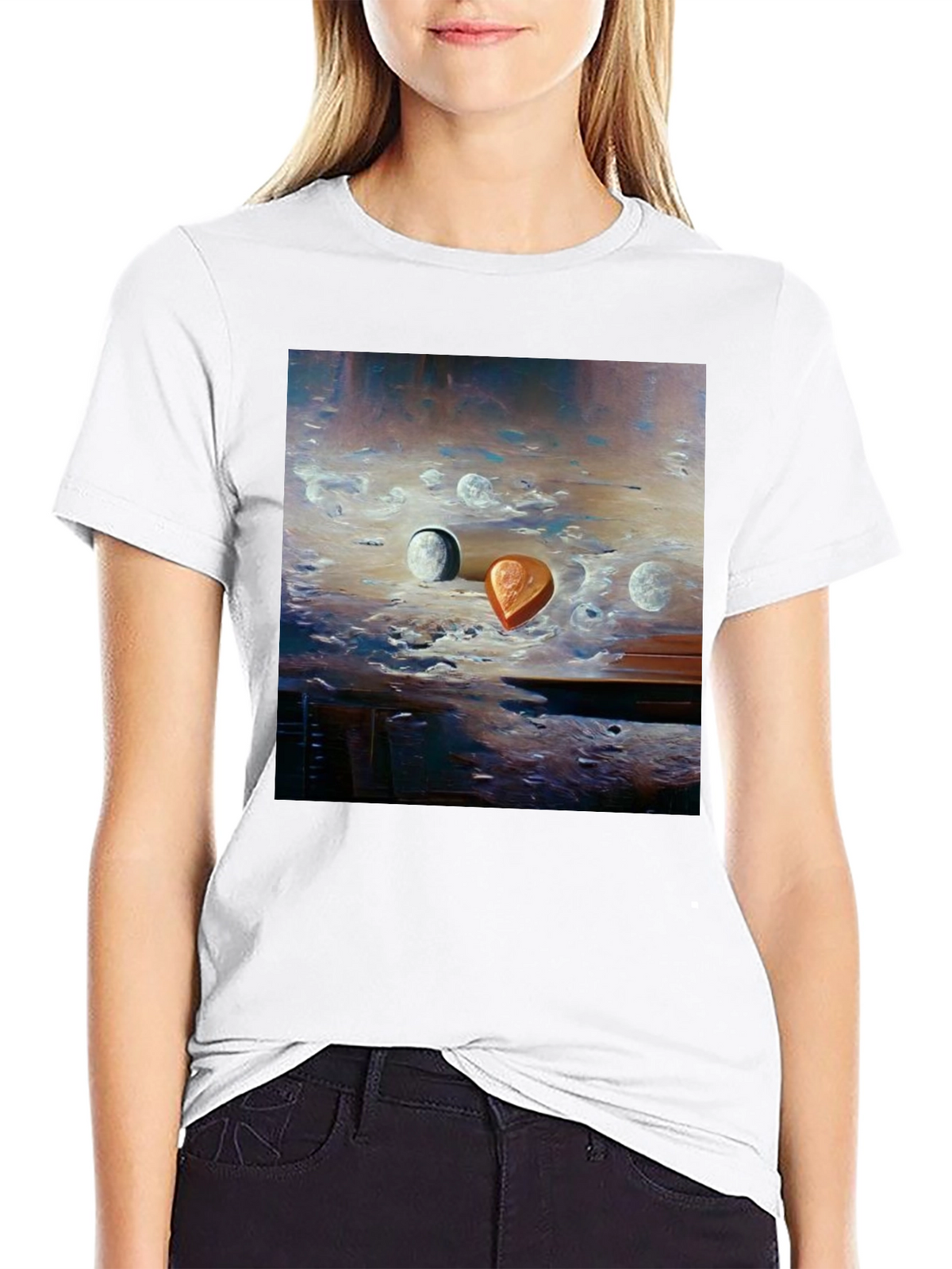 Surreal Moonscape Graphic Tee - Artistic Mens T-Shirt
