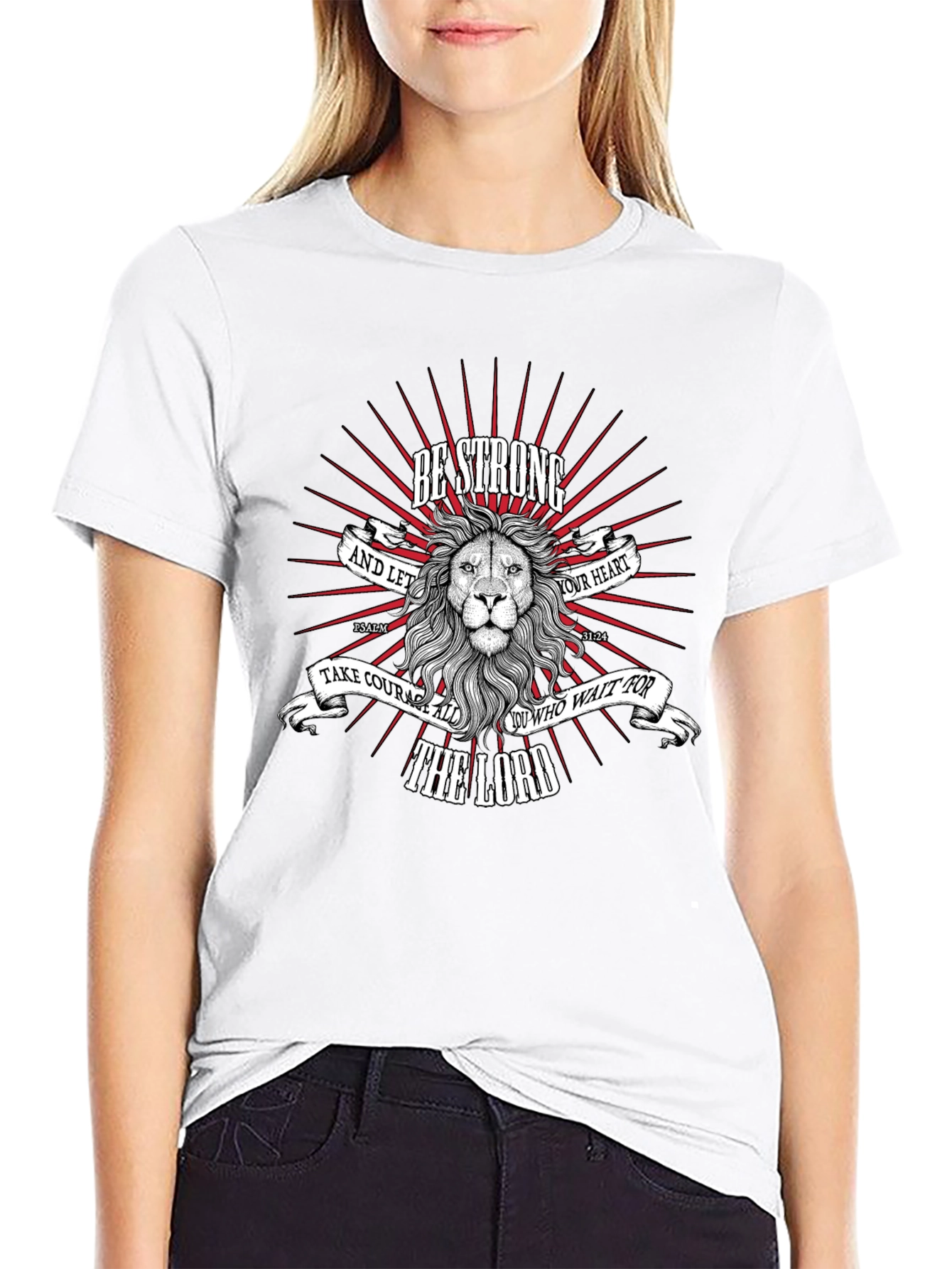 Be Strong Lion Graphic T-Shirt - Christian Apparel