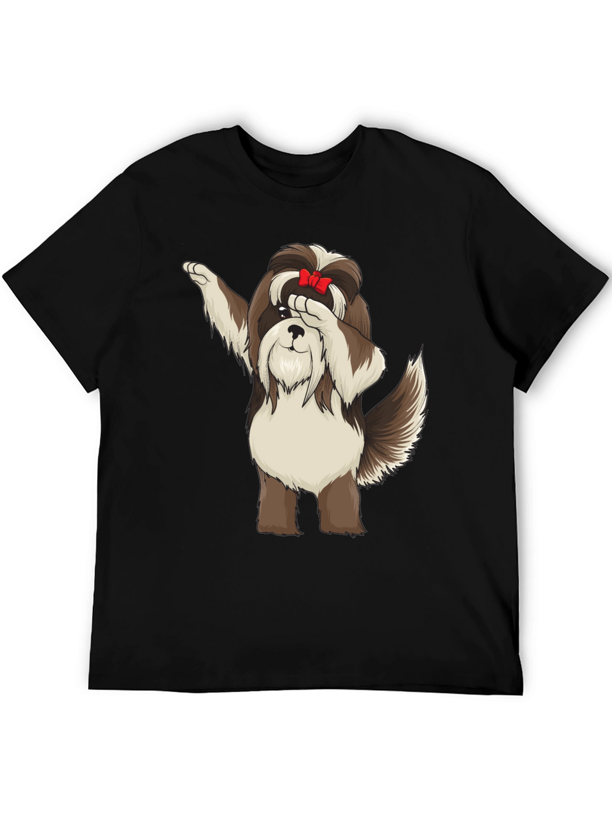 Dabbing Dog Graphic Tee - Trendy Black T-Shirt