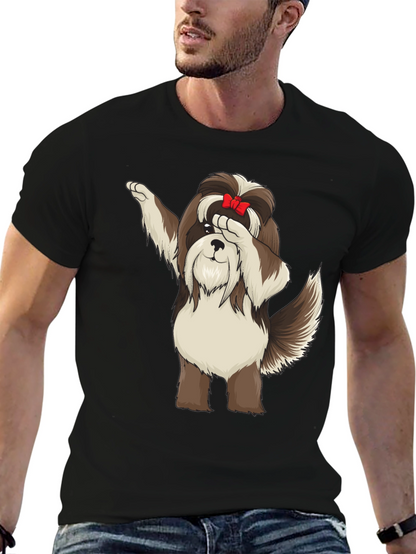 Dabbing Dog Graphic Tee - Trendy Black T-Shirt