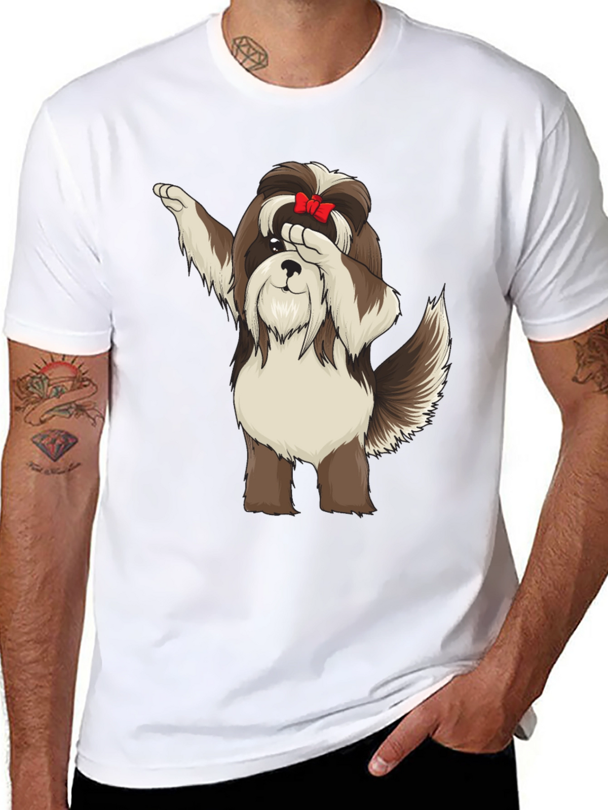Dabbing Dog Graphic Tee - Trendy Black T-Shirt