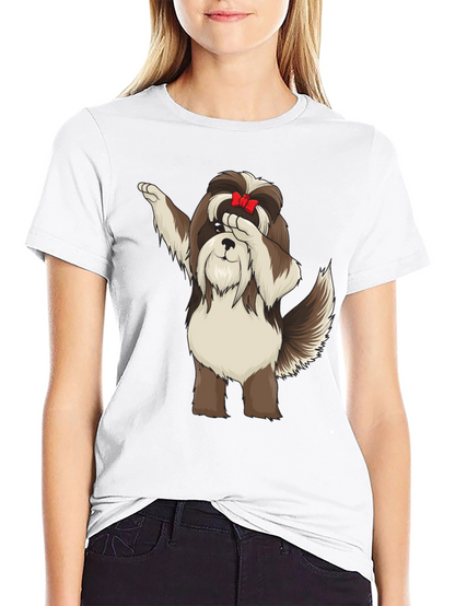 Dabbing Dog Graphic Tee - Trendy Black T-Shirt