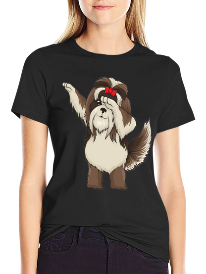 Dabbing Dog Graphic Tee - Trendy Black T-Shirt