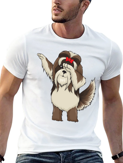 Dabbing Dog Graphic Tee - Trendy Black T-Shirt