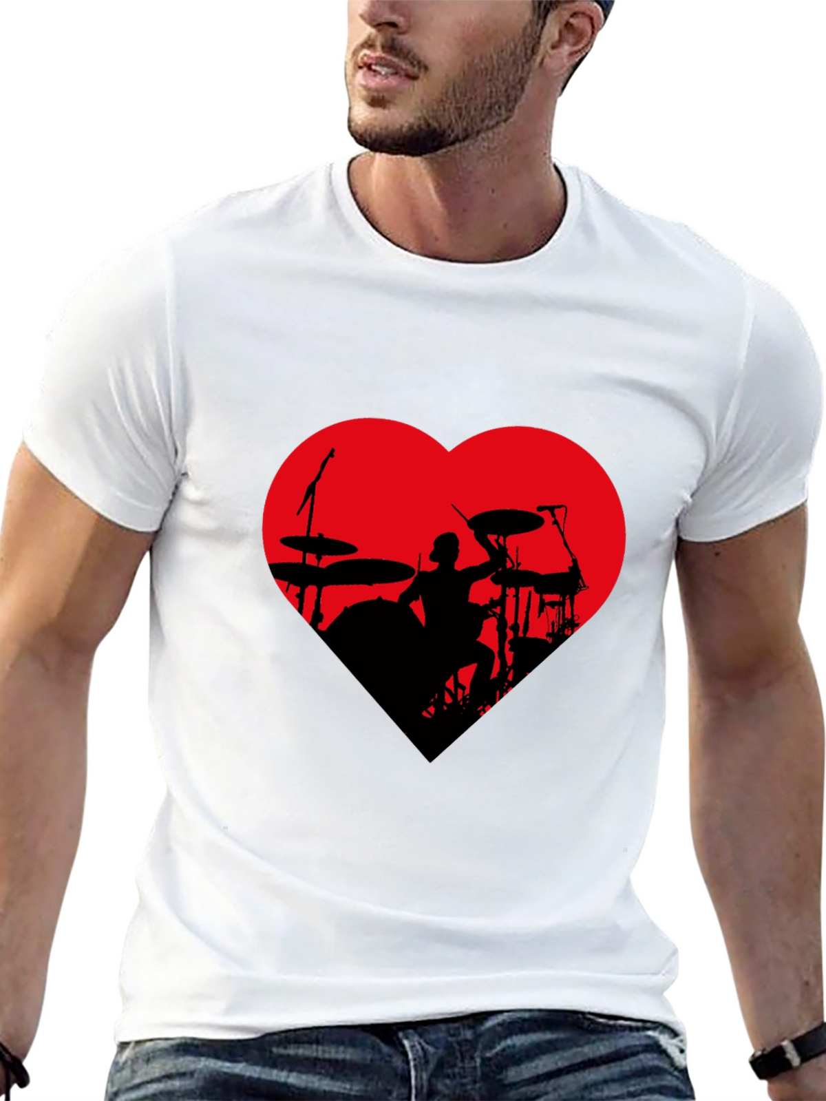 Drummer Heart T-Shirt - Black Tee