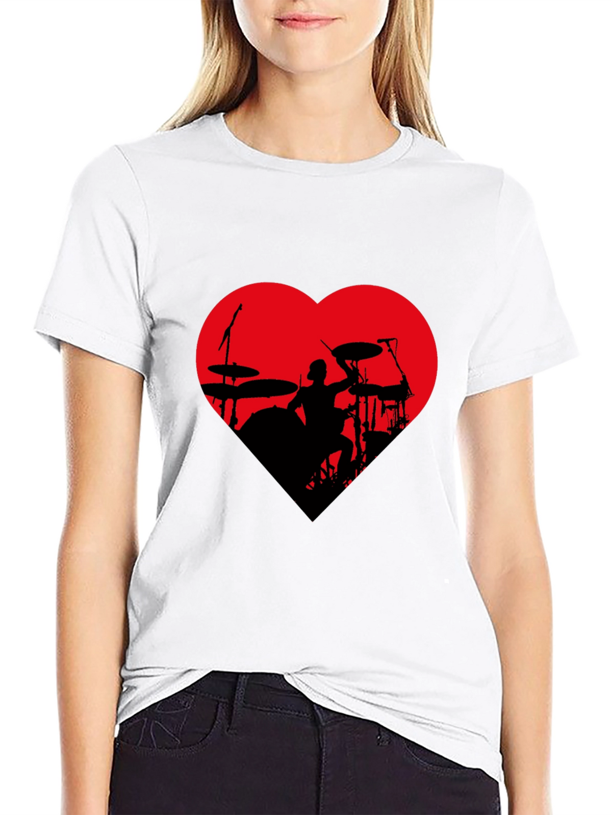 Drummer Heart T-Shirt - Black Tee