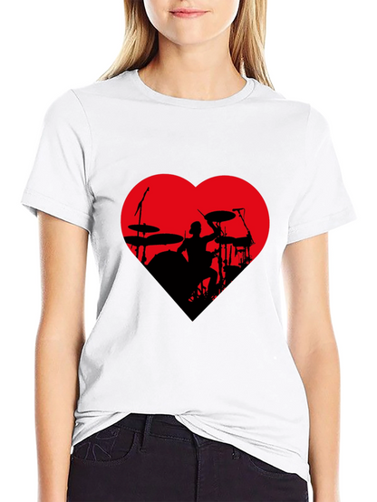 Drummer Heart T-Shirt - Black Tee