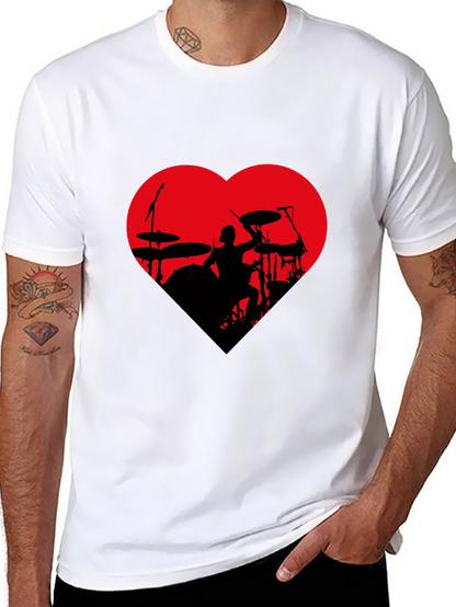 Drummer Heart T-Shirt - Black Tee