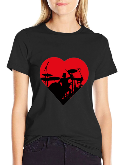 Drummer Heart T-Shirt - Black Tee