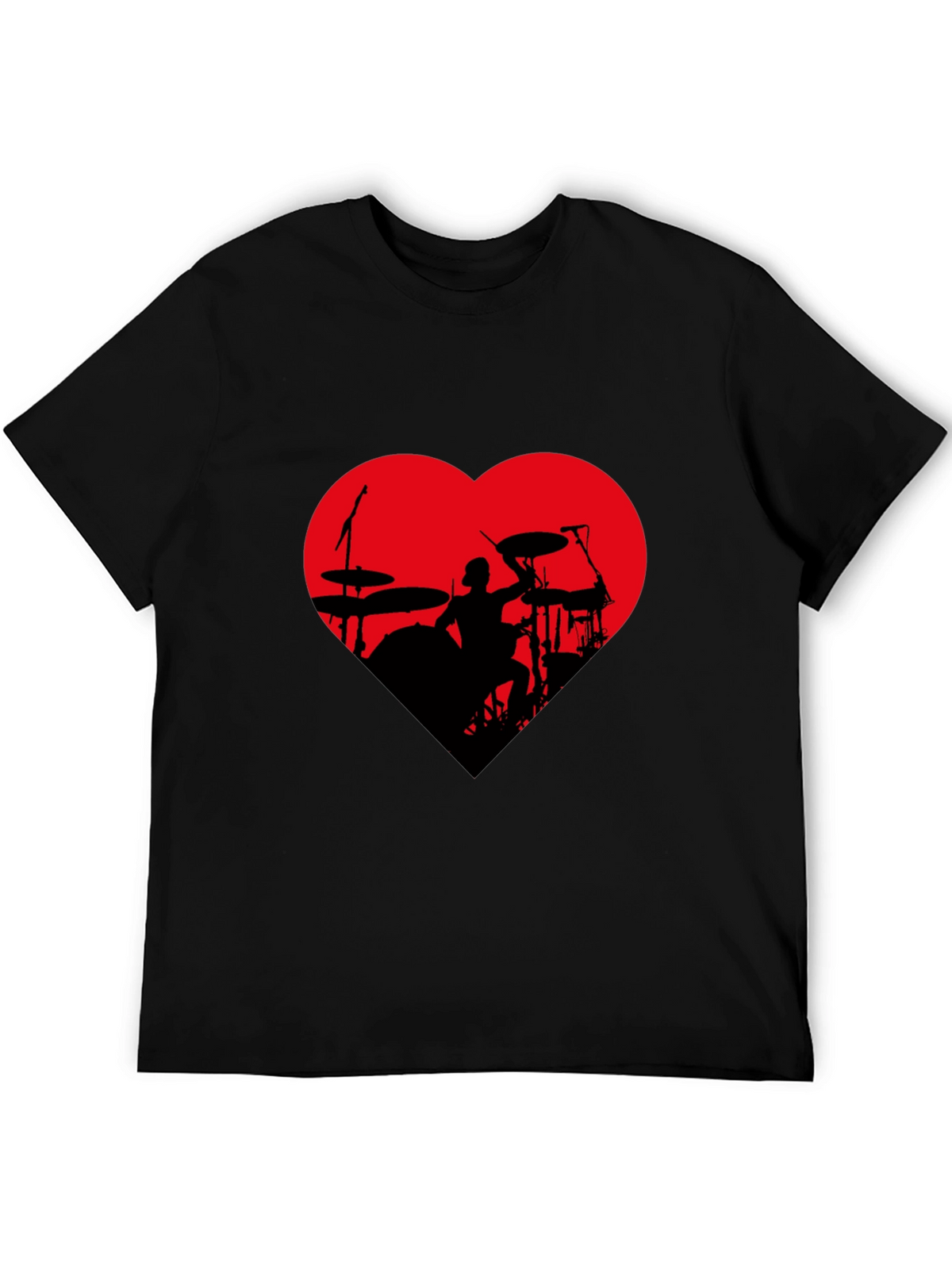Drummer Heart T-Shirt - Black Tee
