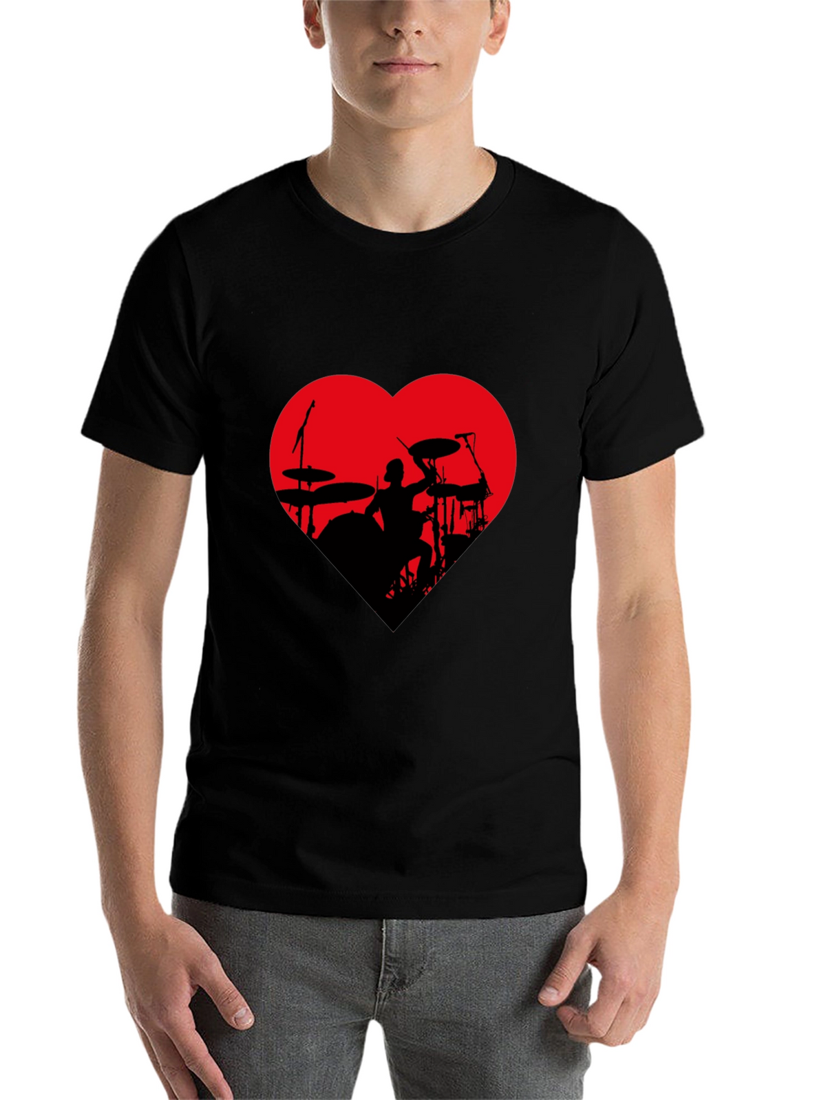 Drummer Heart T-Shirt - Black Tee