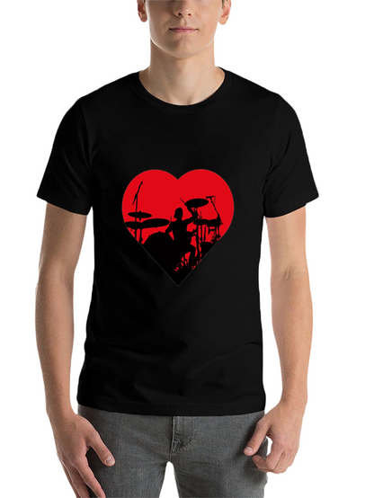 Drummer Heart T-Shirt - Black Tee