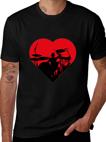 Drummer Heart T-Shirt - Black Tee