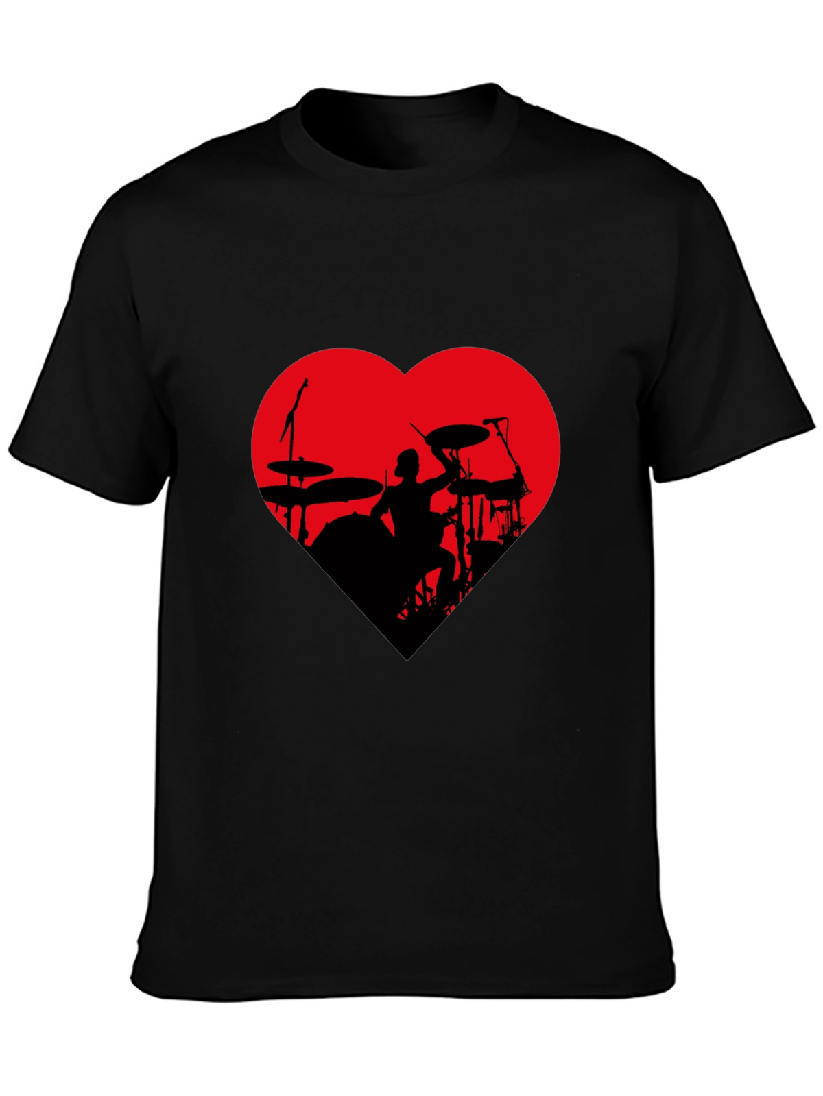 Drummer Heart T-Shirt - Black Tee