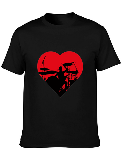 Drummer Heart T-Shirt - Black Tee