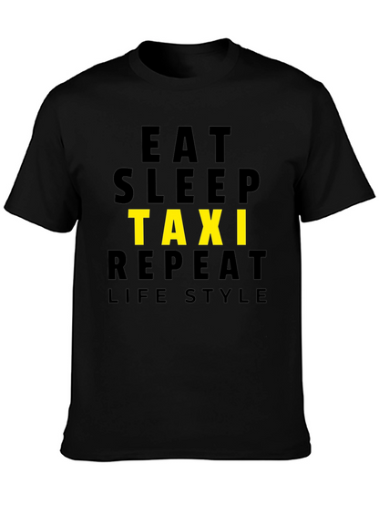 Eat Sleep Taxi Repeat Lifestyle Black T-Shirt