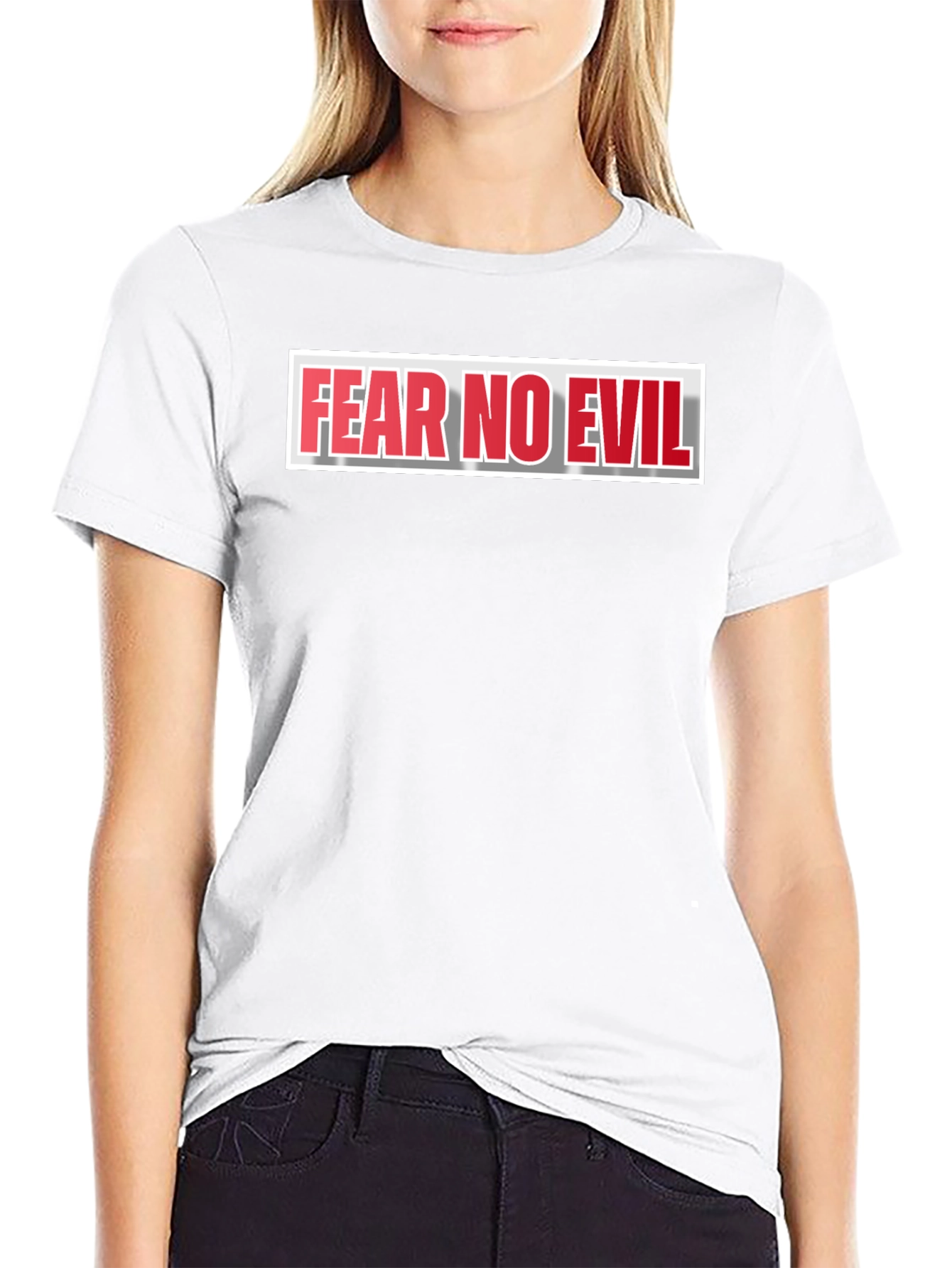 Fear No Evil Graphic Print Black T-Shirt
