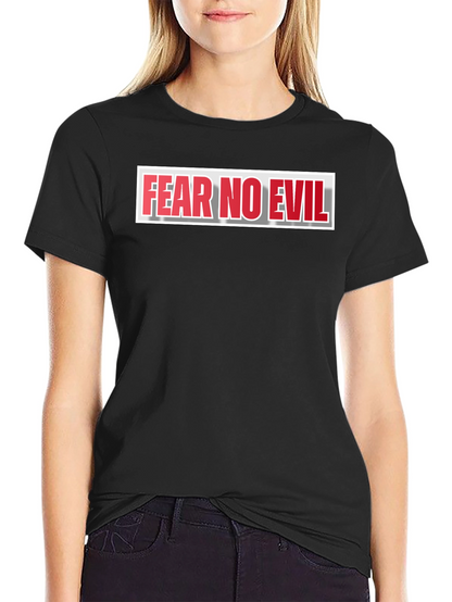 Fear No Evil Graphic Print Black T-Shirt