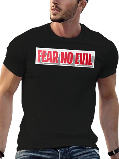 Fear No Evil Graphic Print Black T-Shirt