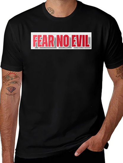 Fear No Evil Graphic Print Black T-Shirt
