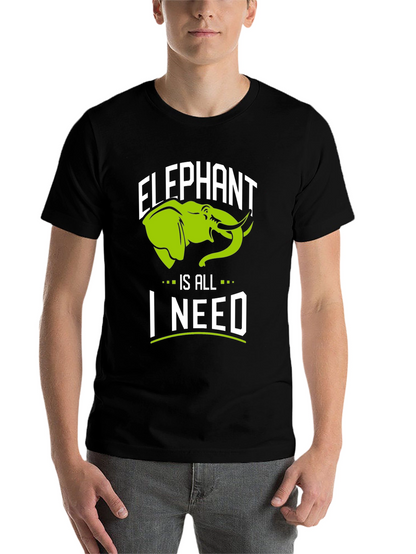 Elephant Is All I Need Black Graphic T-Shirt