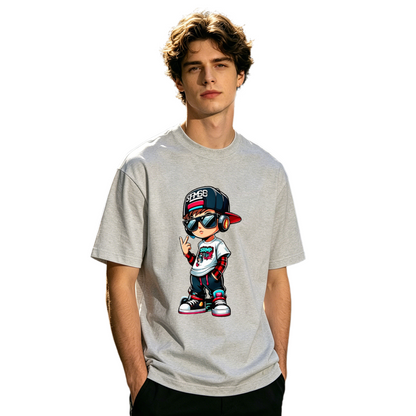 Men's Cool Hip Hop Cartoon Boy Streetwear Graphic Crew Neck T-Shirt