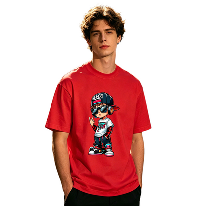 Men's Cool Hip Hop Cartoon Boy Streetwear Graphic Crew Neck T-Shirt