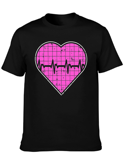 Heartbeat Grid Heart T-Shirt - Black