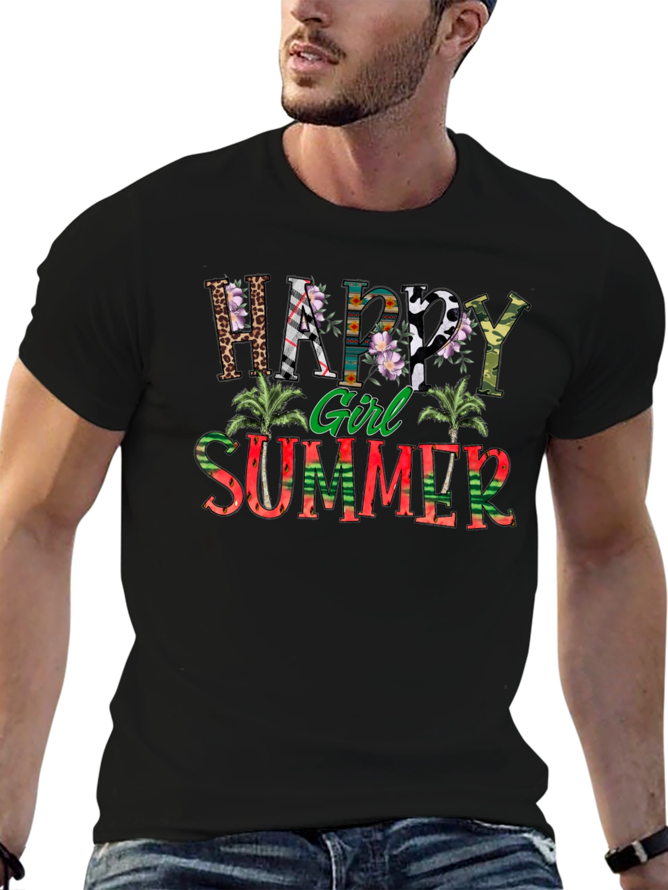 Happy Girl Summer Graphic T-Shirt