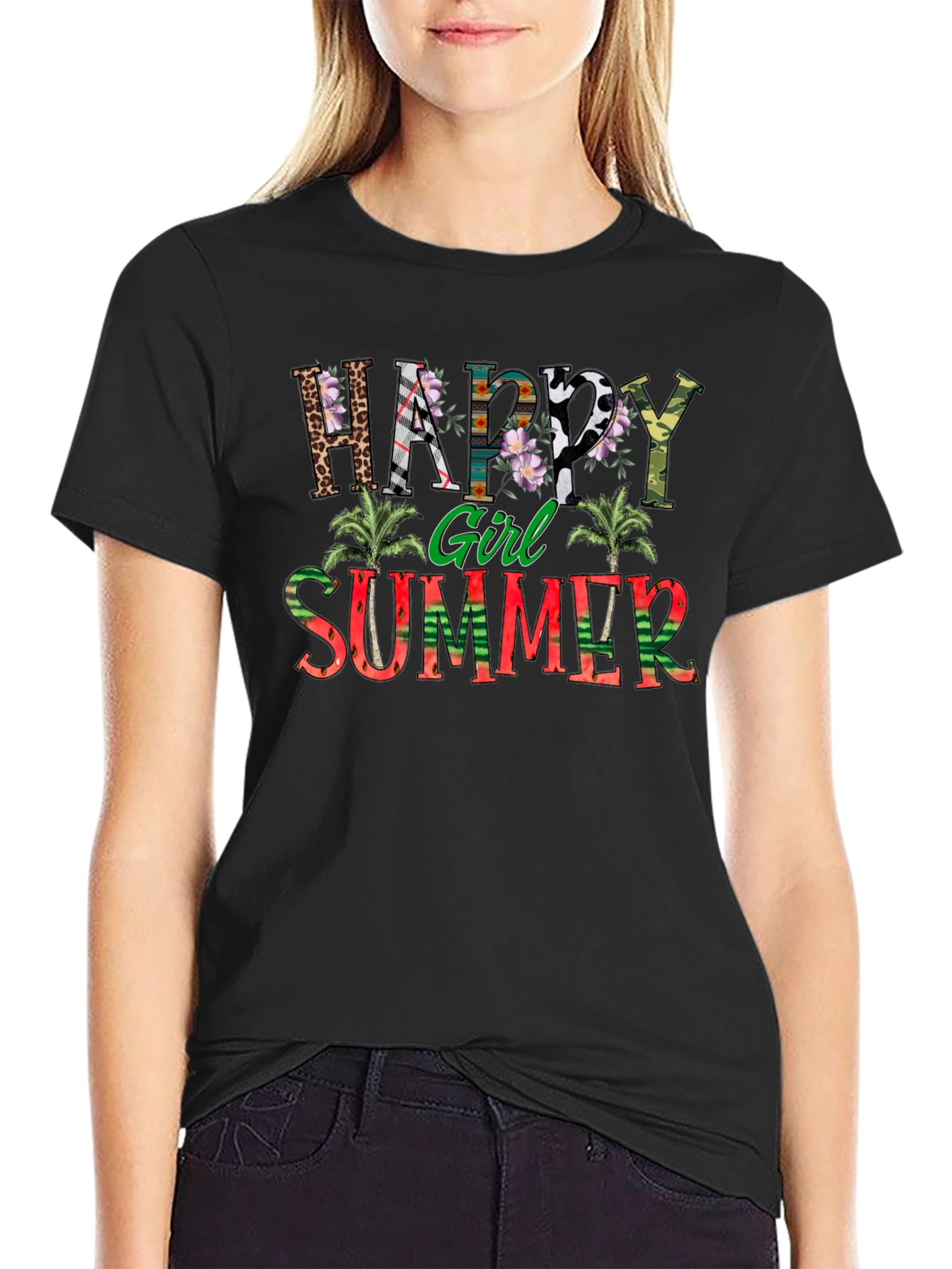 Happy Girl Summer Graphic T-Shirt