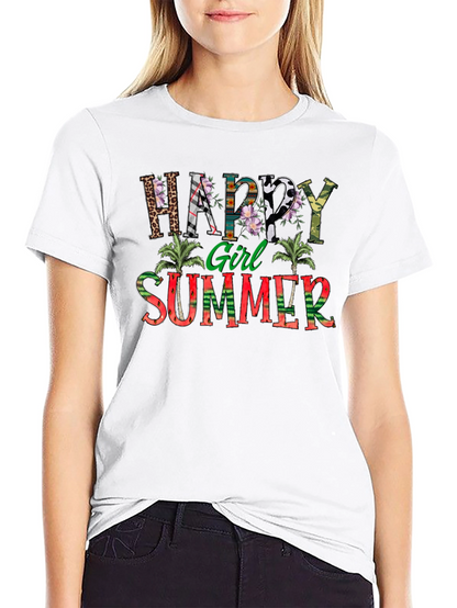 Happy Girl Summer Graphic T-Shirt