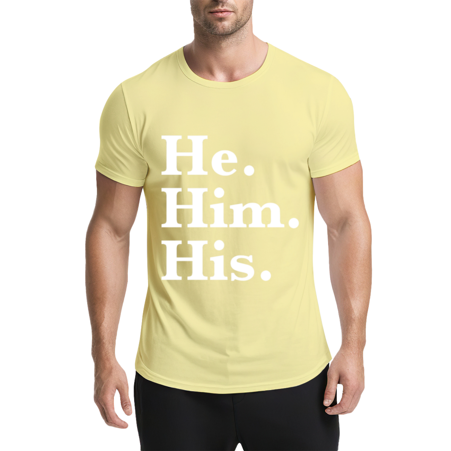 He Him His Pronoun Equality Purple Tee, LGBTQ Inclusive Minimal Aesthetic Shirt