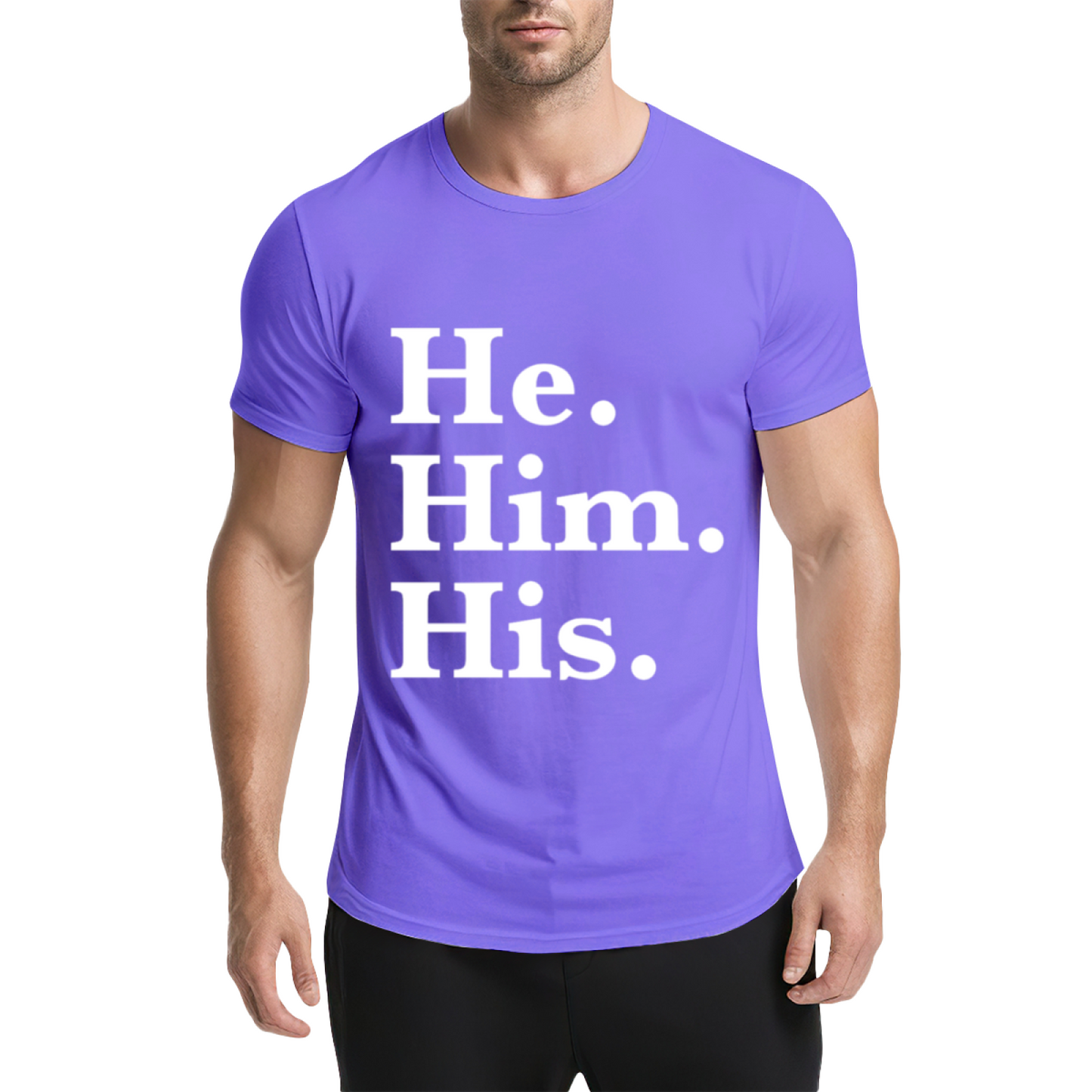 He Him His Pronoun Equality Purple Tee, LGBTQ Inclusive Minimal Aesthetic Shirt