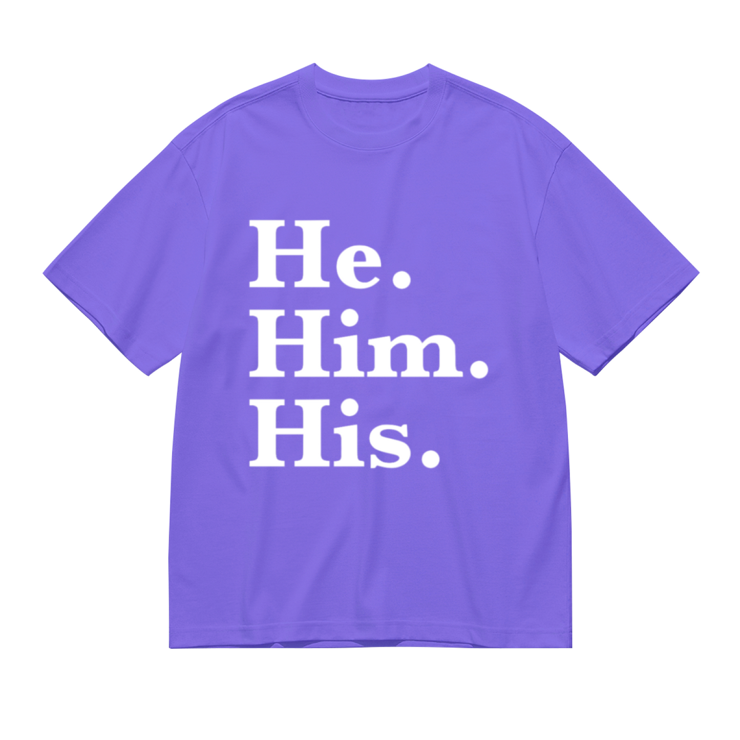 He Him His Pronoun Equality Purple Tee, LGBTQ Inclusive Minimal Aesthetic Shirt