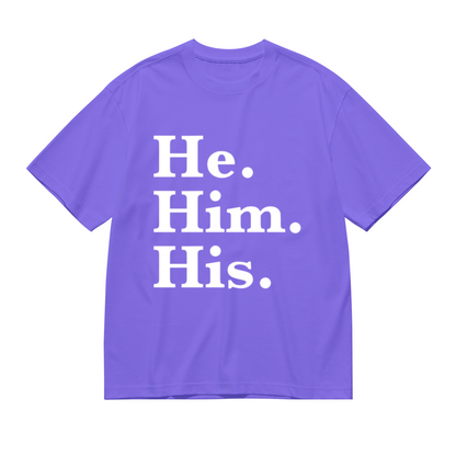 He Him His Pronoun Equality Purple Tee, LGBTQ Inclusive Minimal Aesthetic Shirt