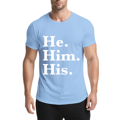 He Him His Pronoun Equality Purple Tee, LGBTQ Inclusive Minimal Aesthetic Shirt