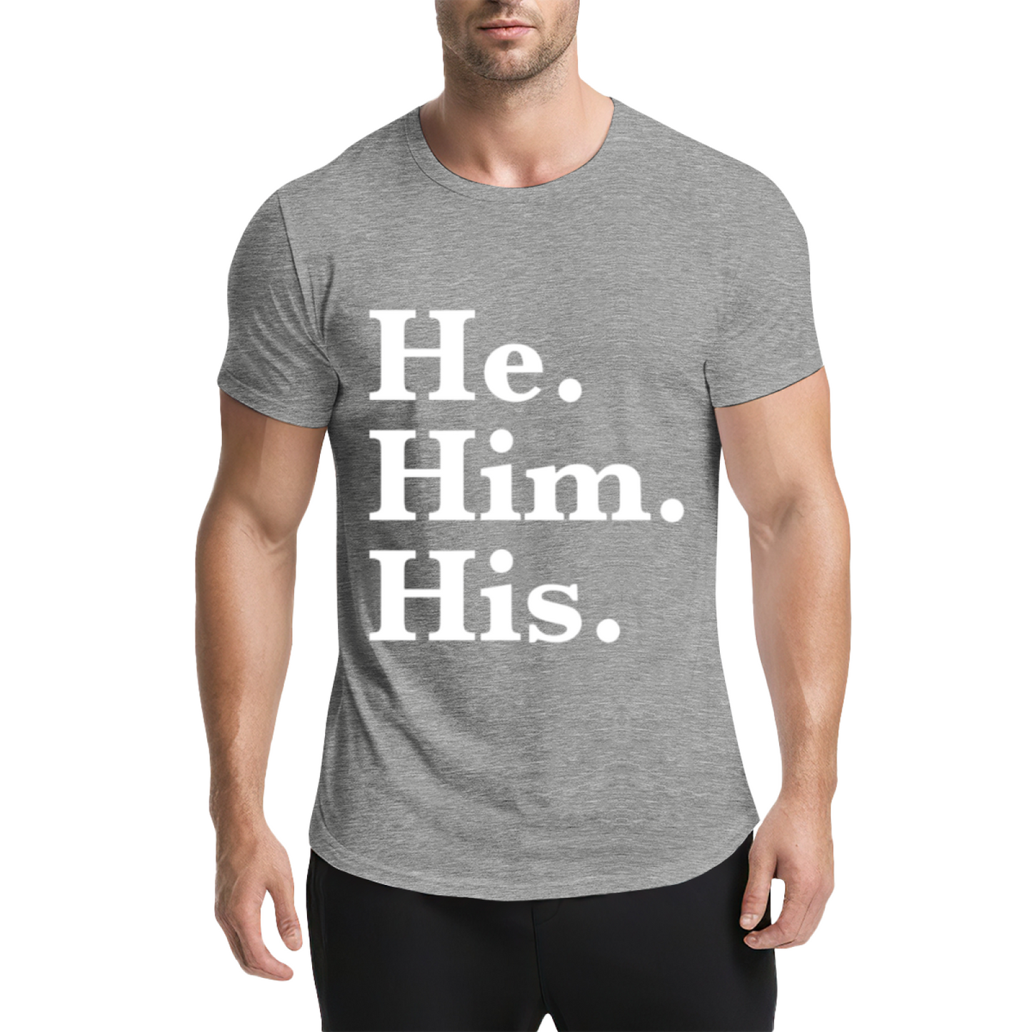 He Him His Pronoun Equality Purple Tee, LGBTQ Inclusive Minimal Aesthetic Shirt