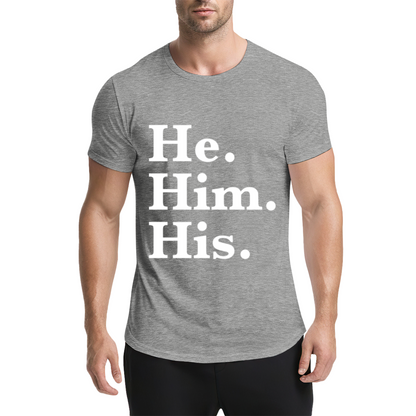 He Him His Pronoun Equality Purple Tee, LGBTQ Inclusive Minimal Aesthetic Shirt