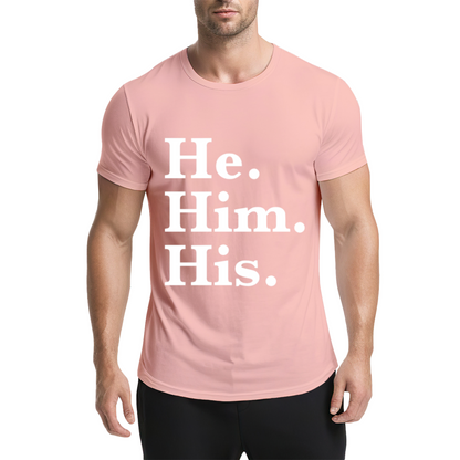He Him His Pronoun Equality Purple Tee, LGBTQ Inclusive Minimal Aesthetic Shirt