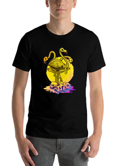 Flamingo Skull Graphic Tee - Mens Black T-Shirt