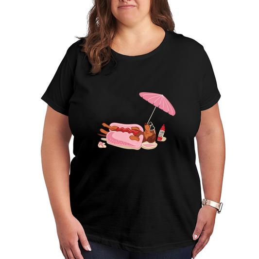 Chill Dachshund Hot Dog Beach Vacation Graphic Tee