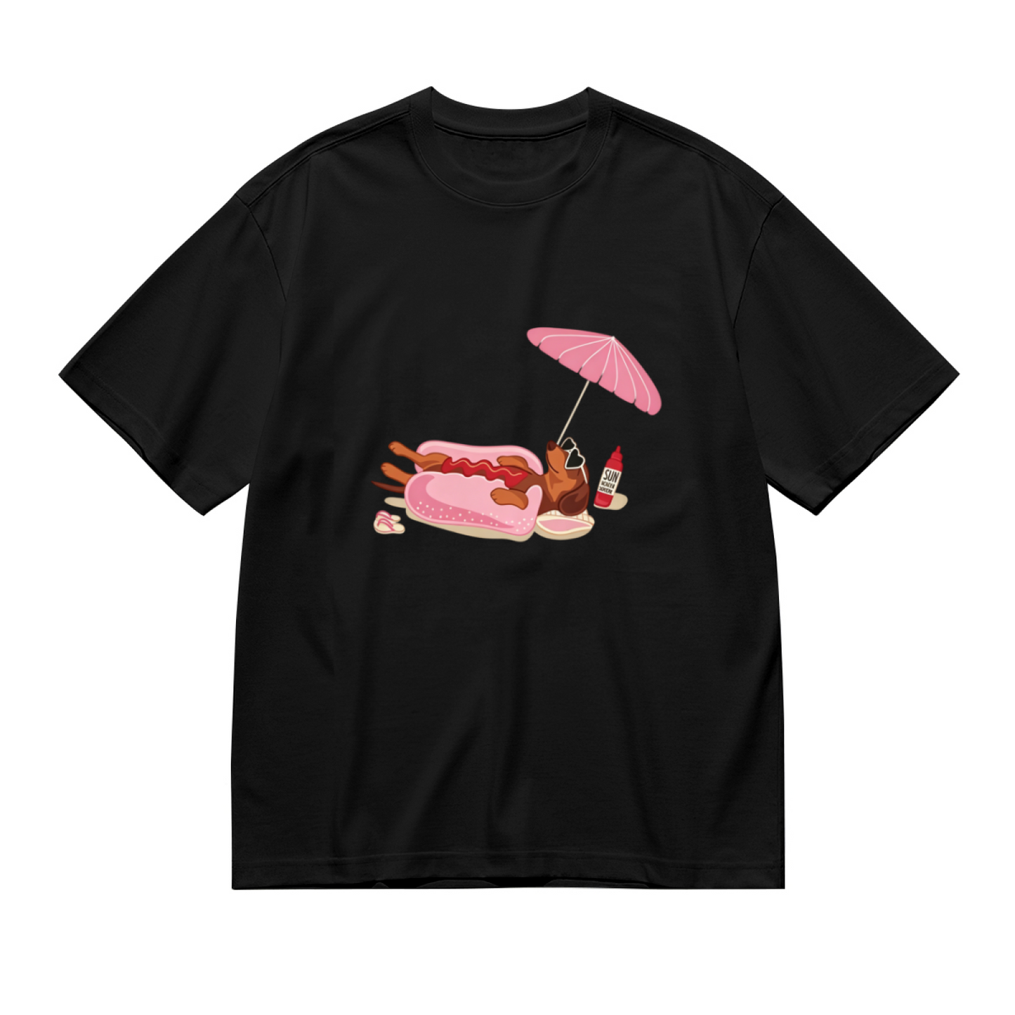 Chill Dachshund Hot Dog Beach Vacation Graphic Tee