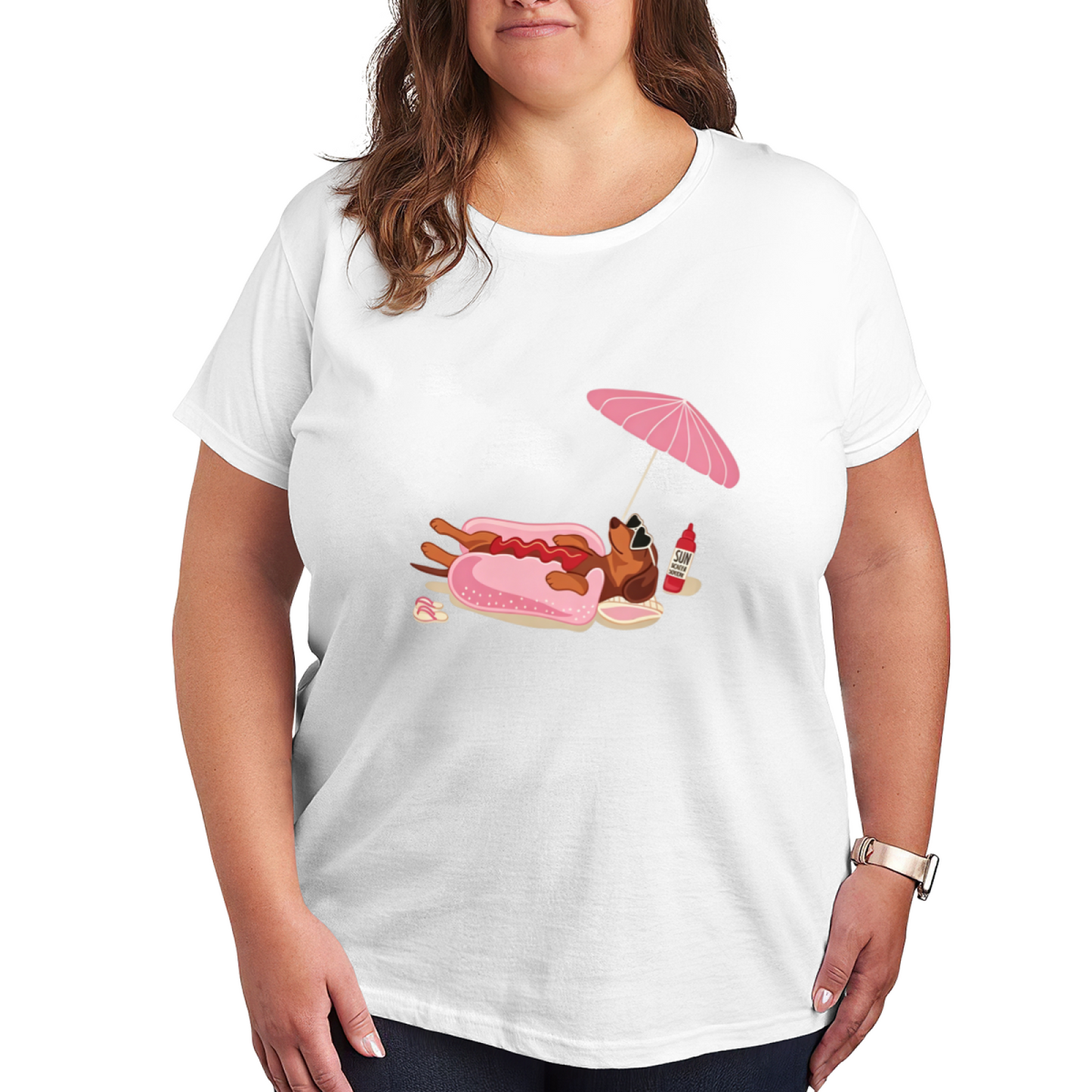 Chill Dachshund Hot Dog Beach Vacation Graphic Tee