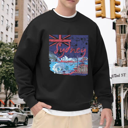 Sydney Australia Retro City Flag Landmark Graphic Crewneck Sweatshirt