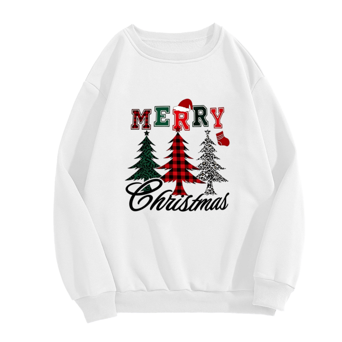 Plaid Christmas Tree Merry Xmas Crewneck Sweatshirt