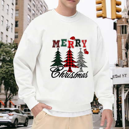 Plaid Christmas Tree Merry Xmas Crewneck Sweatshirt