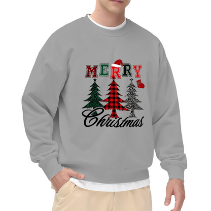 Plaid Christmas Tree Merry Xmas Crewneck Sweatshirt