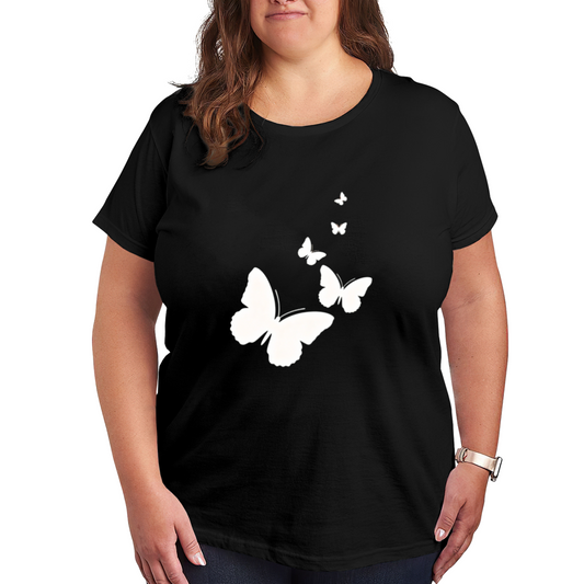 Minimal White Silhouette Butterfly Black Top