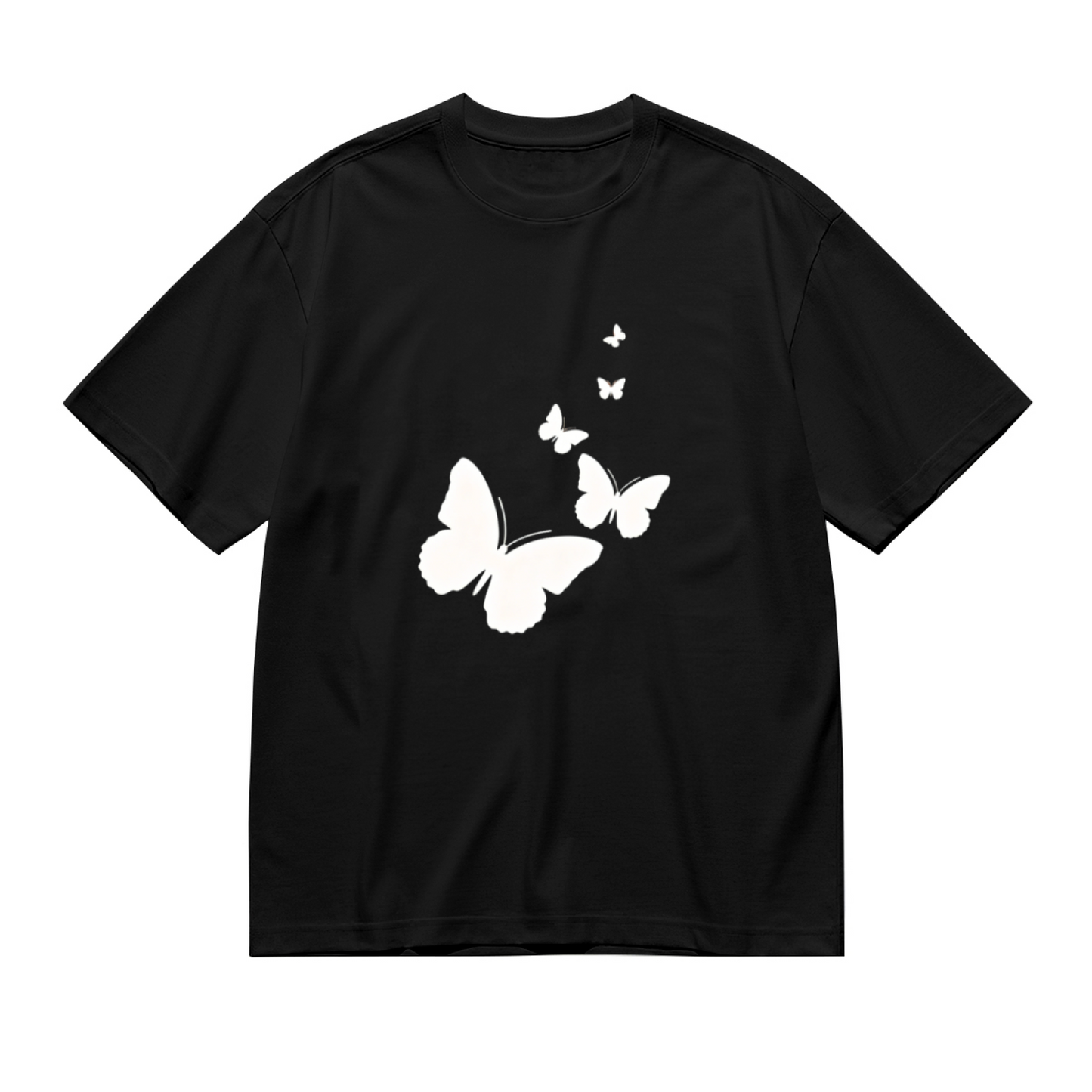 Minimal White Silhouette Butterfly Black Top